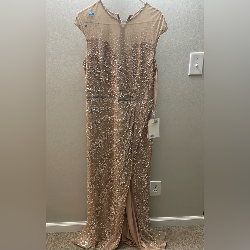 Mac Duggal 5619 High Slit Jewel Neck Dress